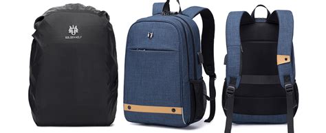 Golden Wolf Laptop Backpack with Rain Cover Waterproof Anti-theft ...