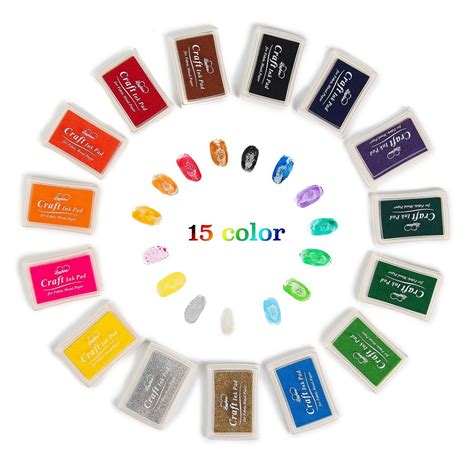 15 Pieces Craft Ink Pad Stamps Partner DIY Color,15 Color Craft Ink Pad ...