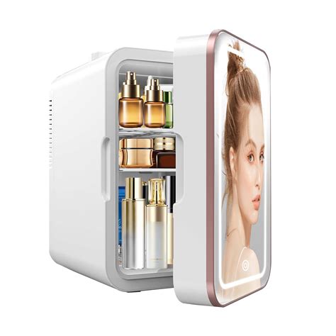 YLFU Skincare Fridge, 6L/10 Can Mini Fridge for Bedroom with Dimmable ...