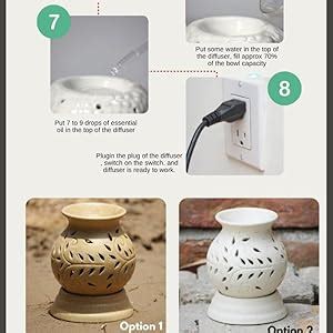 BRAHMZ Ceramic Aroma Oil Diffuser Electric Ancient Matki Diffuser with ...