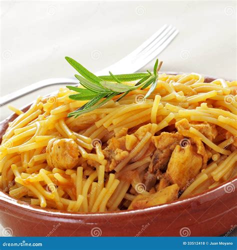 Spanish Noodles with Chicken Stock Photo - Image of buffet, nutritious ...