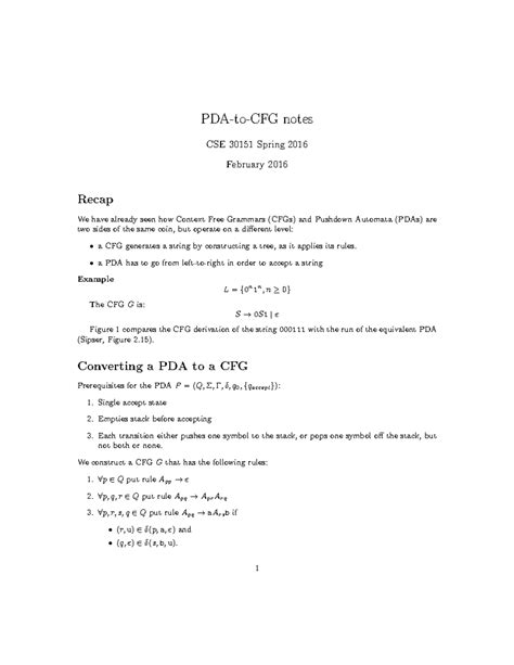 Week06b - Discipline - PDA-to-CFG notes CSE 30151 Spring 2016 February ...