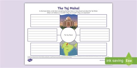 Taj Mahal Mind Map, taj mahal, india (teacher made) - Twinkl