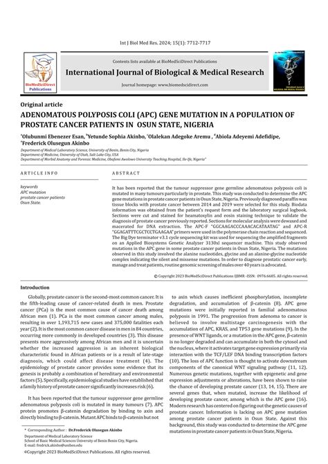 Adenomatous polyposis coli (apc) gene mutation in a population of ...