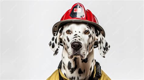 Premium AI Image | Dalmatian dog wearing a firefighter helmet isolated ...