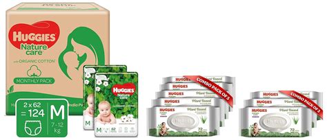 Buy Huggies Nature Care Pants, Monthly Pack (M), 124 Count & Nature ...