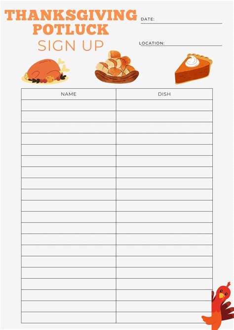 Thanksgiving potluck sign up sheet potluck printable fall potluck list ...