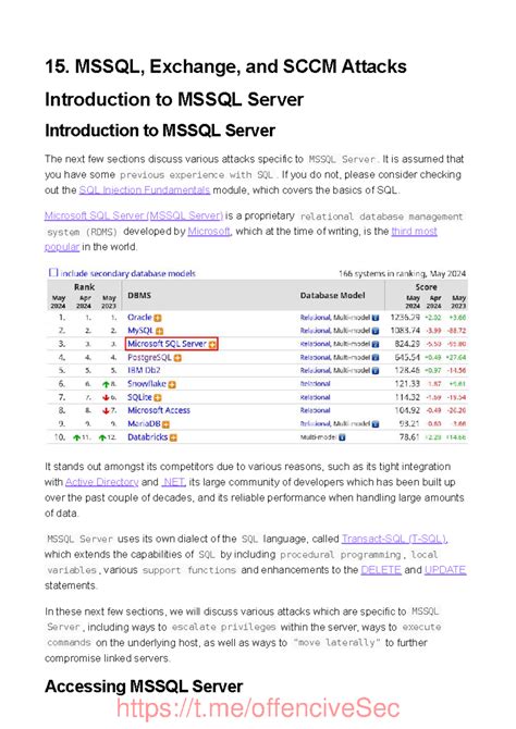MSSQL Server Attacks Overview and Tools - Studocu