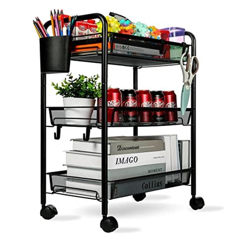 Buy 3 Tier All-Metal Rolling Cart, Trolley Craft Cart with Locking ...