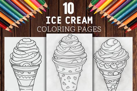 Ice Creams Coloring Pages Graphic by Bonobo Digital · Creative Fabrica