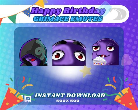 Happy Birthday Grimace Emotes for Twitch and Discord - Etsy Singapore