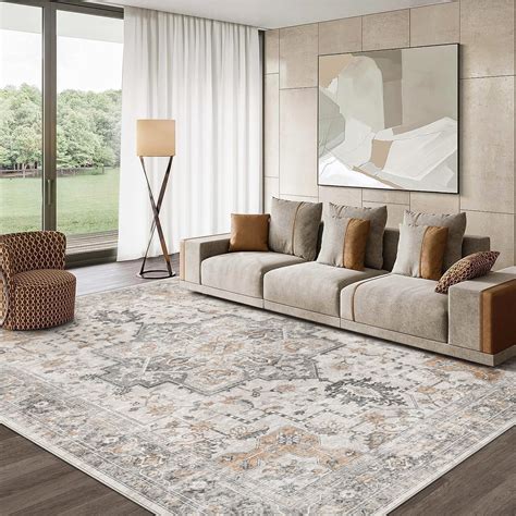 KUETH Modern Area Rug 5x7 Non Slip Hallway Runner Rug, Low Pile Machine ...