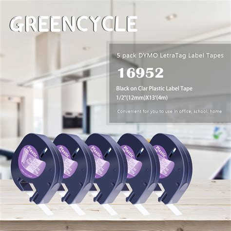 GREENCYCLE 5PK Compatible for Dymo LetraTag Refills 16952 1/2'' 12mm ...