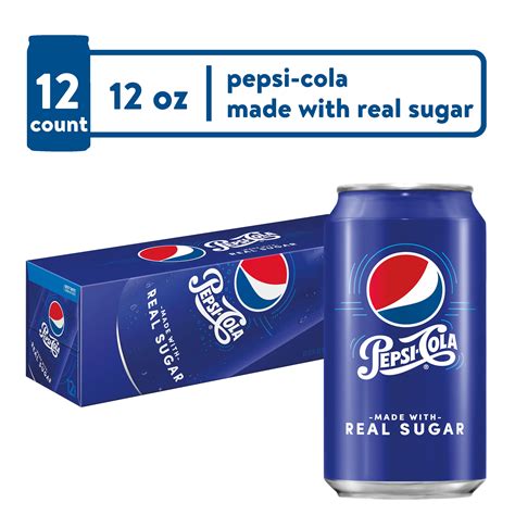 Pepsi Cola Made with Real Sugar Soda Pop, 12 oz , 12 Pack Cans ...