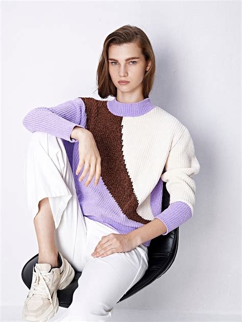 Lavender colorblock sweater
