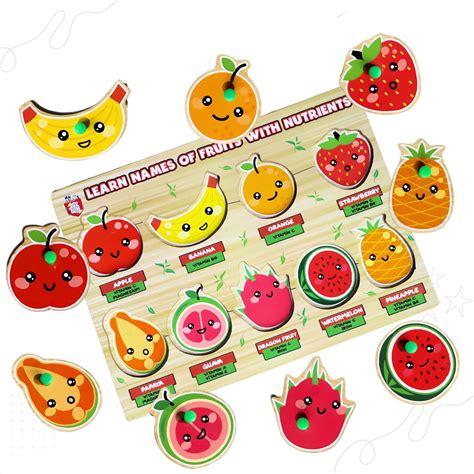 Buy MABLE Educational Fruit Shape Puzzle Game for Kids, Wooden Puzzles ...