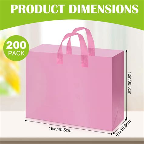 Patelai 200 Pcs Large Pink Plastic Bags with Handles Bulk 16 x 12 x 6 ...