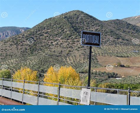 Border between Countries Spain Portugal by Symbolic Railway Stock Image ...