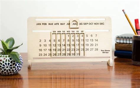 Personalised Sliding Perpetual Wooden Calendar | Buy Custom Desk Calendars