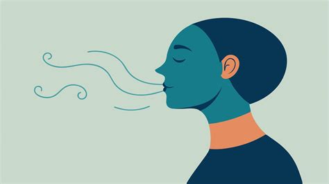 Breathing Techniques A side view of a person with a visible breath pattern showing inhaling and ...