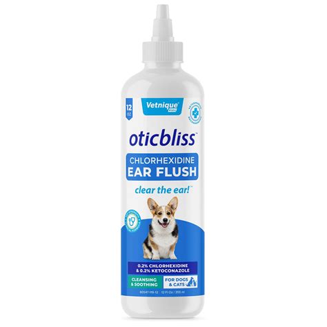 VETNIQUE LABS Oticbliss Ear Flush Cleaner Anti-Bacterial & Anti-Fungal Medicated Dog & Cat Ear ...