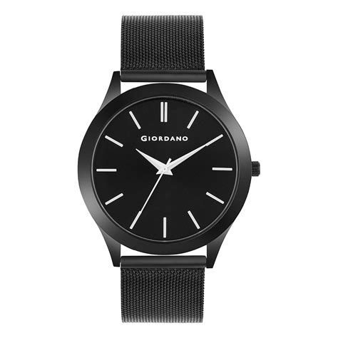 Giordano Analog Watch for Man with Black Dial and Black Metal Mesh ...