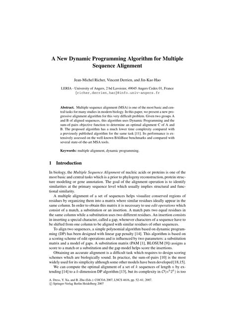 Image result for Dynamic Programming Algorithm Sequence Alignment
