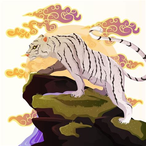 White tiger vector illustration | Premium Vector