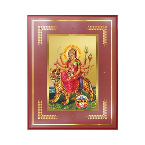 Durga Sherawali Mata with Pind | Divine Wall Mount Photo Frame in 24K ...