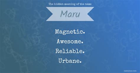 The hidden meaning of the name Maru | Namious