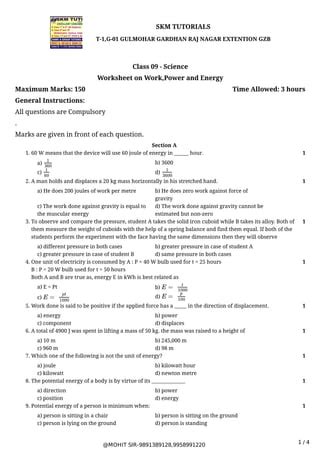 Image result for Work and Power Worksheet