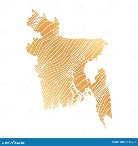 Abstract Map of Bangladesh - Vector Illustration of Striped Gold ...
