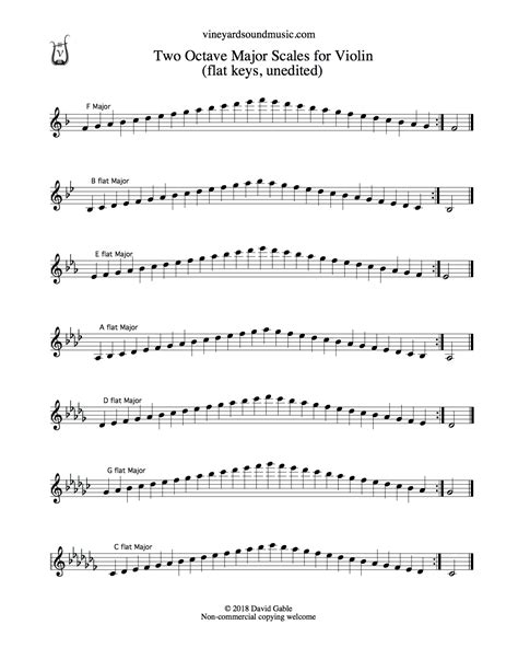 Violin, Major Scales, 2 octaves, flat keys – Vineyard Sound Music