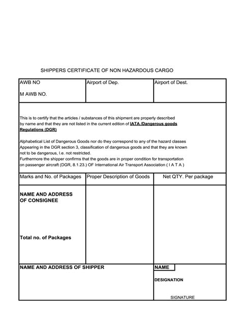 India GRC Express Logistic Shippers Certificate Form - Fill Online ...