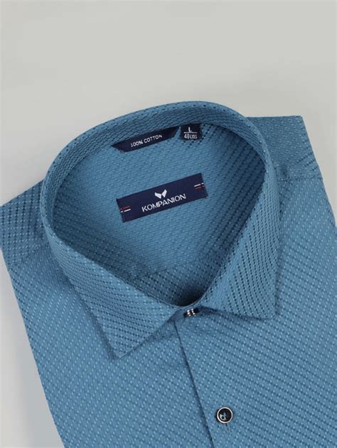 KOMPANION Men's Self structure Shirt - Teal Blue – Kompanion Fashion