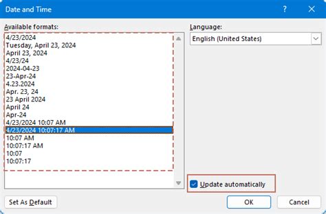 Setting the Date Automatically in Word 的图像结果