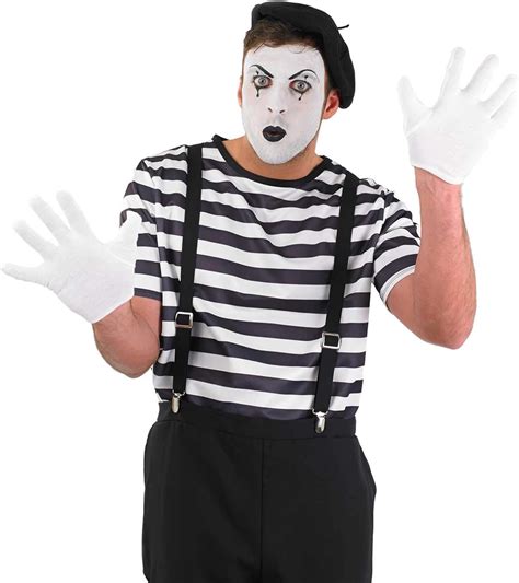 Buy Mens Mime Artist Costume Black & White Silent Actor Suit Outfit ...