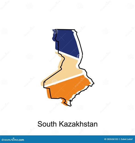 Map of South Kazakhstan Illustration Design Template, Map Have All Province and Mark the Capital ...