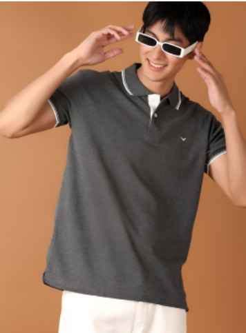 V-Mart Men Solid Polo Collar Cotton T-shirt | WholeWagon – Wholewagon