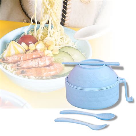 Microwave Ramen Bowl Set with Lid & Strainer, Ramen Bowl with Handle ...
