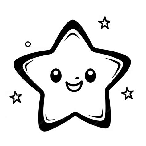 A black and white drawing of a star with a smiling face generative ai ...