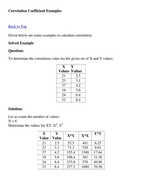 Correlation Coefficient Examples | PDF | Correlation And Dependence | Mean