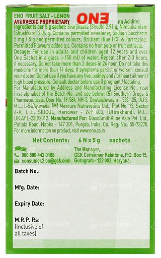 Eno Lemon Sachet 5 GM | Order Eno Lemon Sachet 5 GM Online at Truemeds