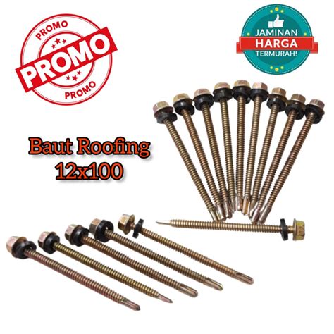 Jual Baut Skrup Sekrup Roofing Baja Ringan Atap Plafon 10cm 12x100 10 cm | Shopee Indonesia