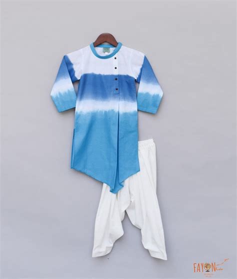 Blue White Kurta with Crepe Salwar for Boys – FayonKids