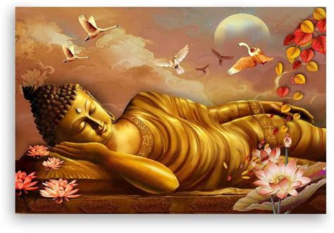 Art Amori Gold Sleeping Buddha Canvas Painting Canvas 18 inch x 24 inch ...