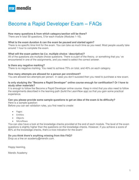 FAQs - Check - 1 Become a Rapid Developer Exam – FAQs How many ...