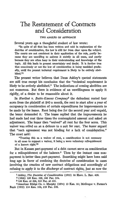 The Restatement of Contracts and Consideration | Summaries Contract Law ...