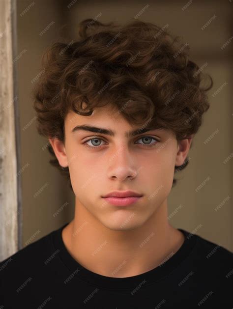 Premium AI Image | Portrait photo of russian teenage male curly hair