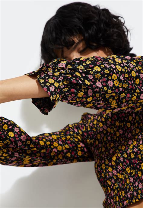 Buy URB_N Women Printed Smocked Crop Top Online at just Rs. 699.0 ...